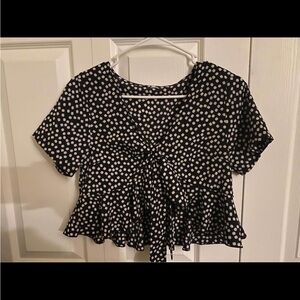 Black and White Polka Dot Women's Top